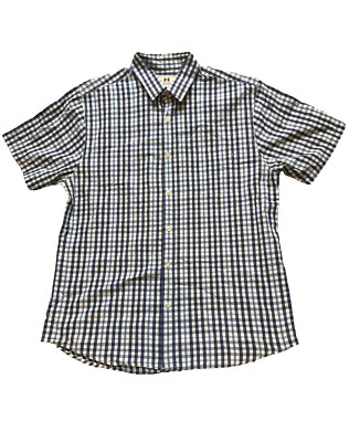 Roots Canada Shirt Adult Large Blue Checkered Button Up Casual Collared Mens