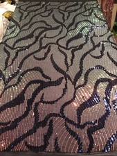 Pink Blue iridescent 4way stretch sequin Black Mesh Lace fabric 50 Width 1 Yard