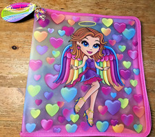 Lisa Frank Binder Angel Zipper Binder 3 Rings Rare 1990s Vintage 13" 90s