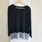 GAP Damen schwarz Mixed Media Langarmshirt Oberteil Größe Medium