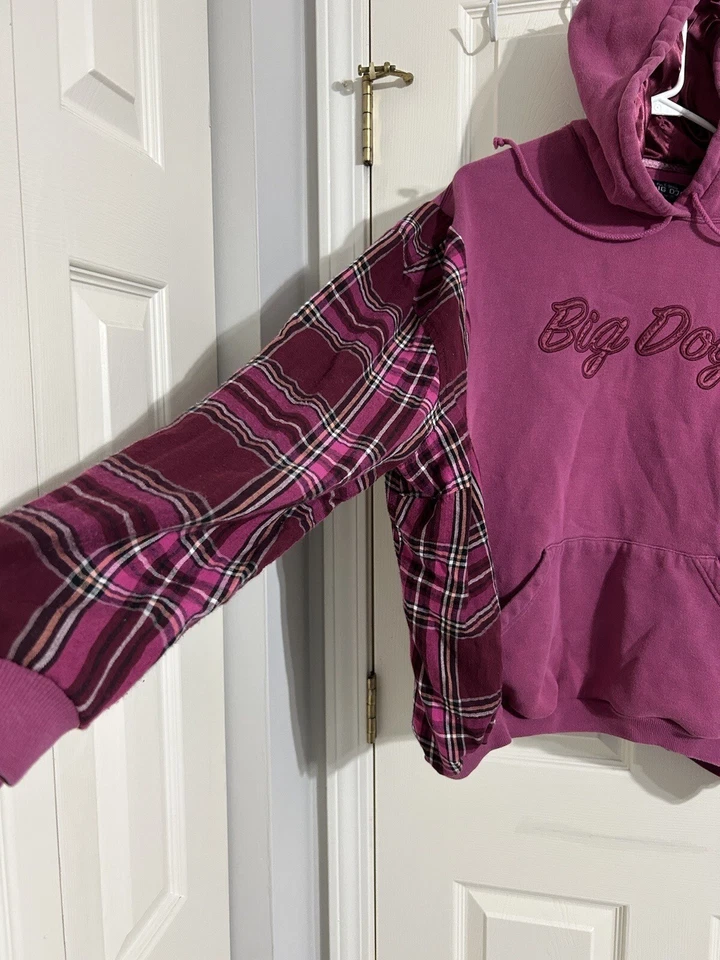 Sudadera Reciclada Reelaborada Sudadera con Capucha Franela Perros Grandes Rosa Granate Para Mujer Talla XL Foto 2 de 4