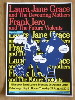 LAURA JANE GRACE Concert poster +Frank Lero Glasgow Edinburgh 2019 Gig show tour