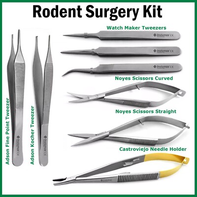 Advanced Microsurgery Rodent Kit Micro Noyes Scissors Dissection Tweezer Forceps