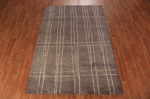Unique Luxury Hand-Knotted Moroccan Rug Brown Bedroom Centerpiece 5x8 ft - Picture 3 of 21