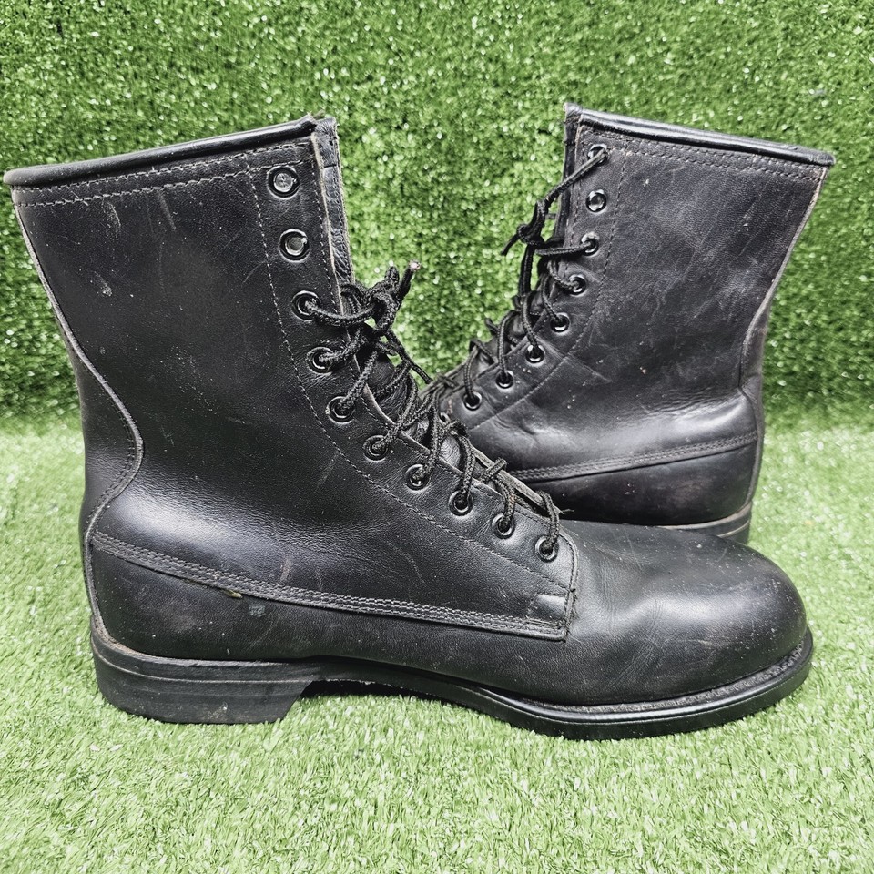 Addison Shoe Company 1977 Military Black Leather Lace Up Combat Boots