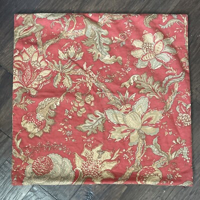 Pottery Barn Jacobean Floral Euro Sham Red Cotton Linen Blend Zip 24 