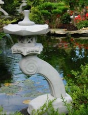 japanische Steinlaterne Rankei S 65 cm Garten Teich Figur Wetterfest Steinguss