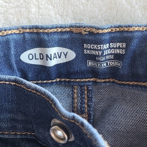 Lot Of 2 Old Navy Rockstar Super Skinny Jeggings High Rise Girls Sz 7 Denim Jean - Picture 5 of 14