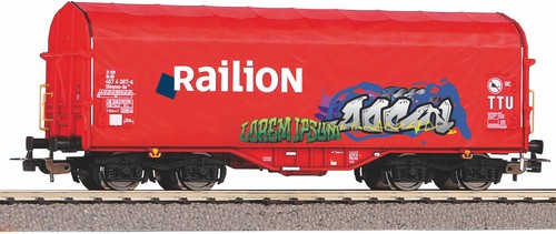 Piko H0 58981 Schiebeplanenwagen Railion, Epoche V, mit Graffiti | Zustand: Neu