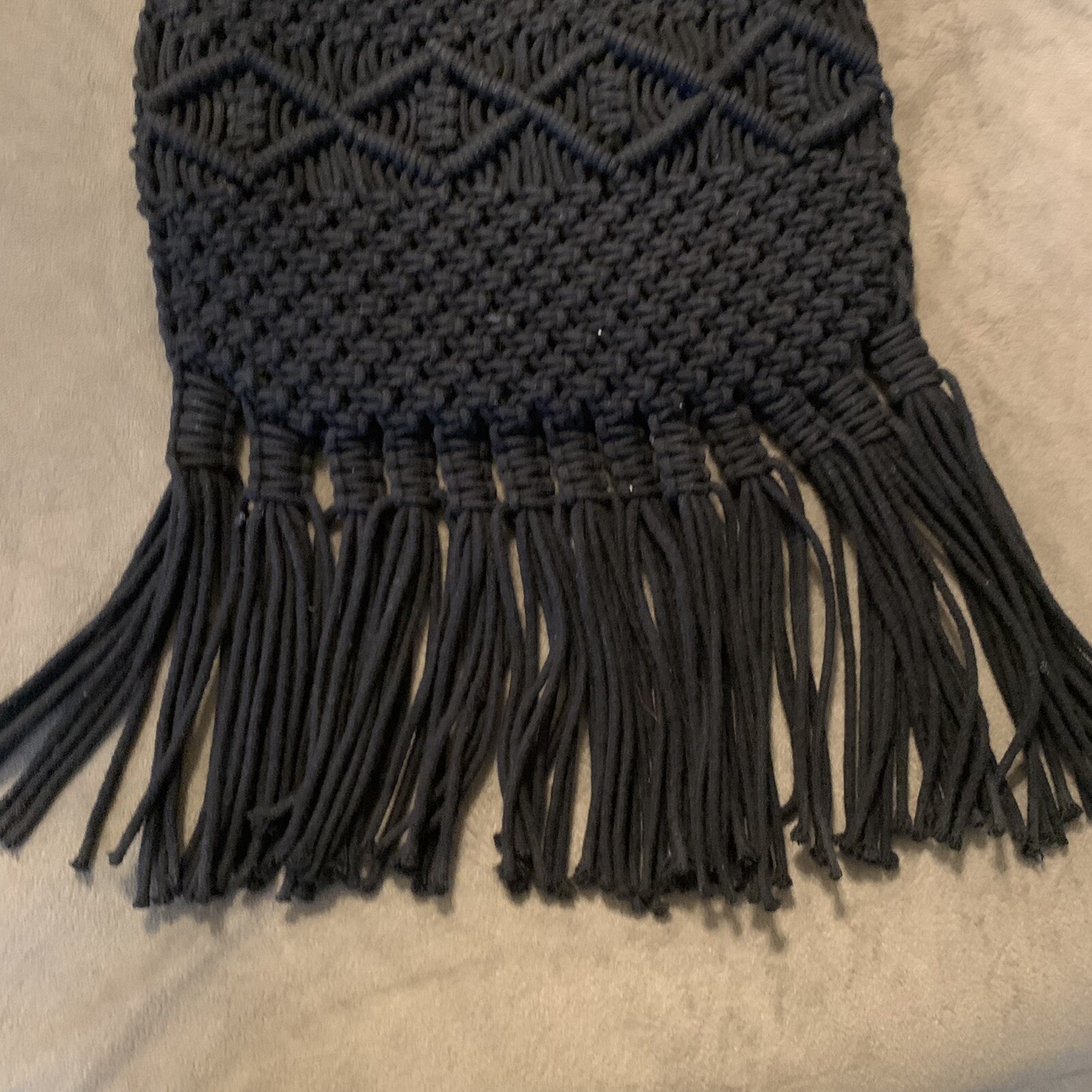 DANIELLE NICOLE Black Macrame Crochet Woven Wood … - image 6