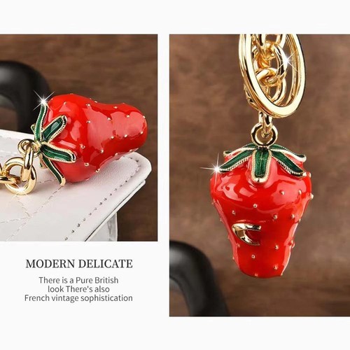 Coach Strawberry Bag Charm Keychain Resin and Metal Brass Keychain Ornament New - Picture 12 of 13