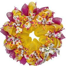 Floral Spring Summer Wreath Yellow and Pink