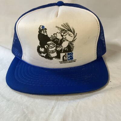 Vtg YA Bio Lac Lab Dairy Farmer Snapback Trucker Hat Cap Mesh Foamy Blue White