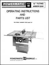 Powermatic Model 68 12 Inch Table Saw Manual