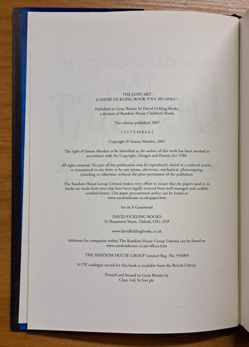 Simon Morden ... THE LOST ART - 2007 UK 1st edition hardcover book ... VVGC - Picture 7 of 10