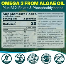 Vegan Omega-3 Fish Oil Alternative from Certified Vegan Algae Oil (Made in US...