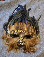 2001 Decorative Feather New Orleans Mardi Gras Costume Eye Masquerade Mask Set