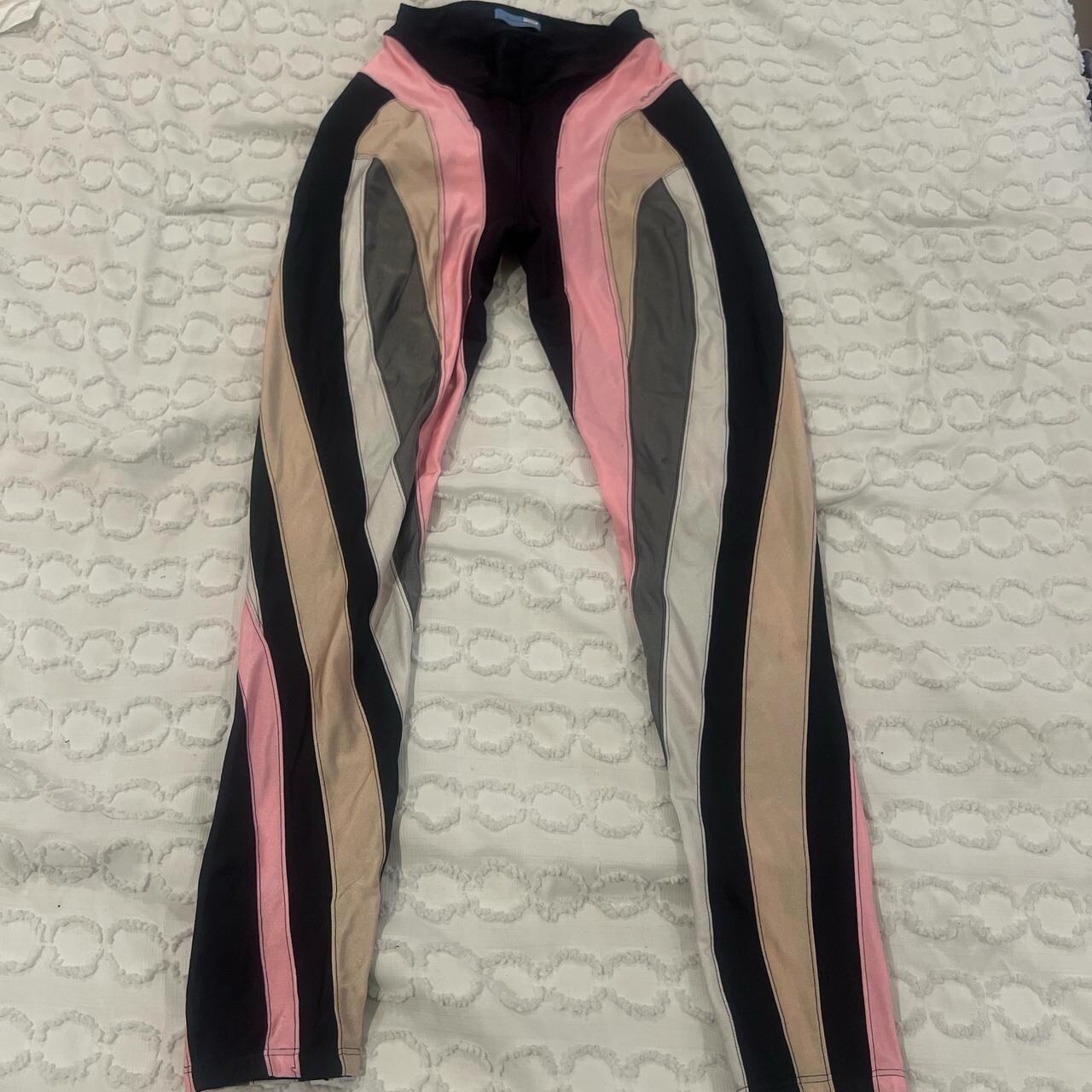 Mugler Pink And Natural Spiral Leggings image 3