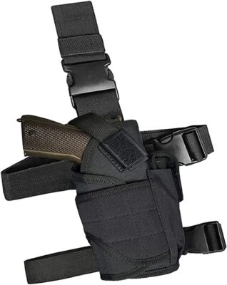 Holster Tactique Cuisse – Réglable, Avec Poche, Ambidextre, 600D Nylon