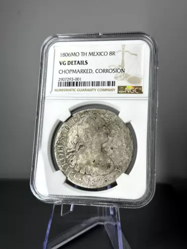 1806 MO TH MEXICO SILVER 8R REALES COIN NGC VG DETAILS CHOPMARKED