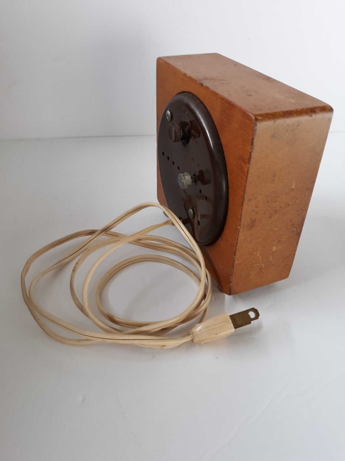 Sessions Wood Electric Alarm Clock Wood Mid-Century Modern square quiet hum.