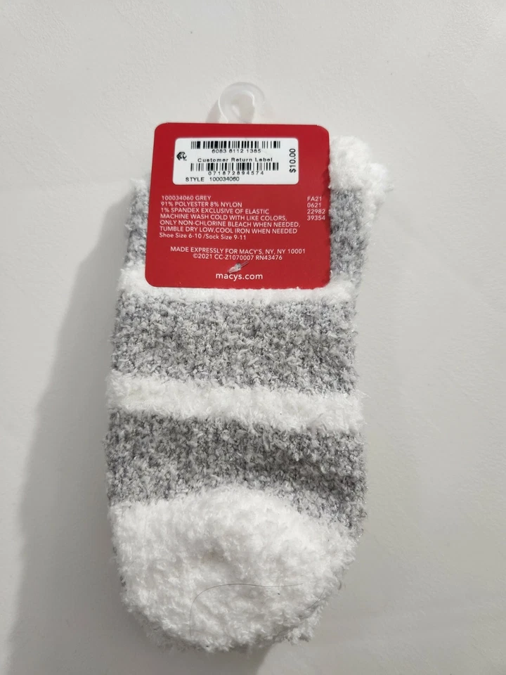 Calcetines Charter Club para mujer talla 9-11 mantequilla súper suaves acogedores grises a rayas $10 Foto 3 de 4