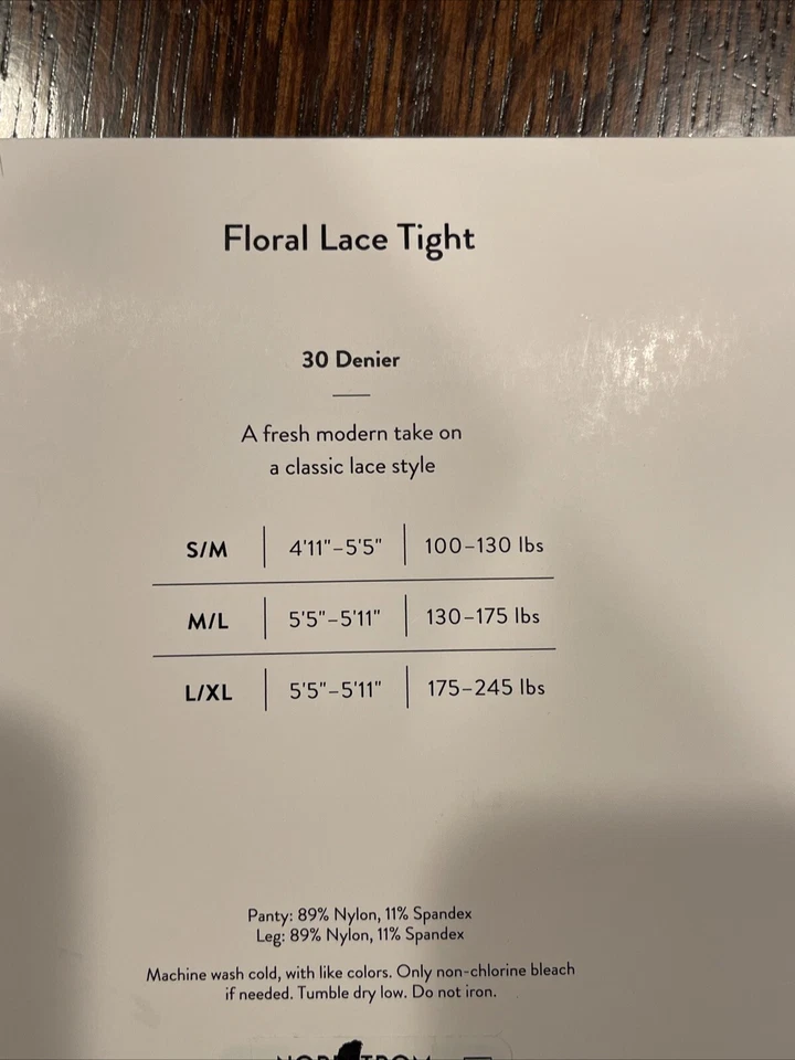 Medias Nordstrom de encaje floral negras talla S-M 30 denier Foto 4 de 4