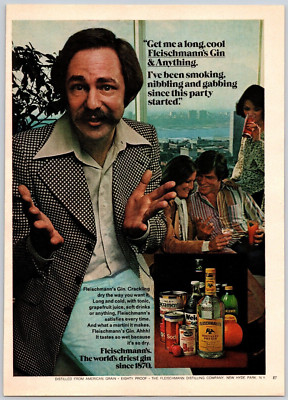 1977 Print Ad Fleischmann's Gin & Anything I've Been Smoking Nibbling Gabbing