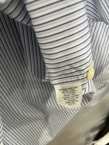 J. Crew Dress Shirt Men's M 15-15.5 White Striped 100% Cotton* - Picture 3 of 5