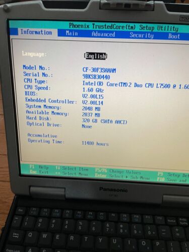 Toughbook CF-30 Panasonic Intel Core Duo CPU L7500 @ 1.60GHz 320GB Windows 7 OEM - Picture 2 of 22