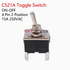 High Quality C521A Toggle Switch ON-OFF 4Pin 2 Position 15A 250VAC Car Dash Boat