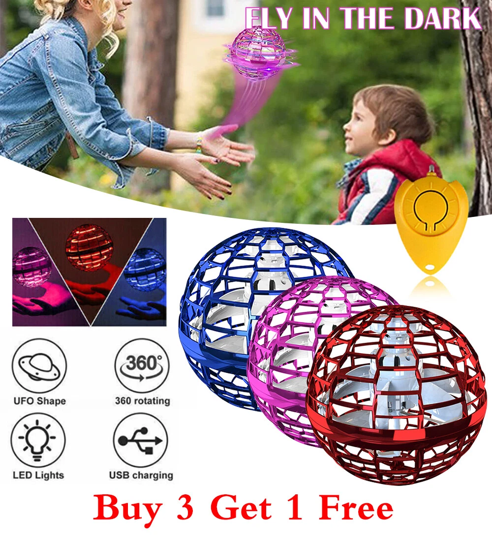 Flying Orb Ball Toys 360°Rotating Soaring Hover Orb Boomerang Spinner Magic  LED Light Flying Ball Toys Hand Controlled Spinning Drone Ball Safe for