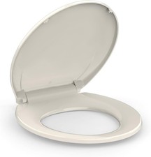 17in Round Toilet Seat w/ Built in Child Seat Soft Close Quick Release White PP