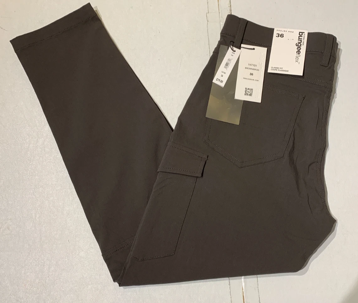 NWT PROJEK RAW Men's bungee flex Classic Fit Comfort Waistband Brown All Size