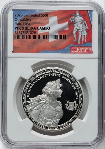 Switzerland 2023 50 Francs Obwalden Shooting Festival NGC PF 68 Ultra Cameo