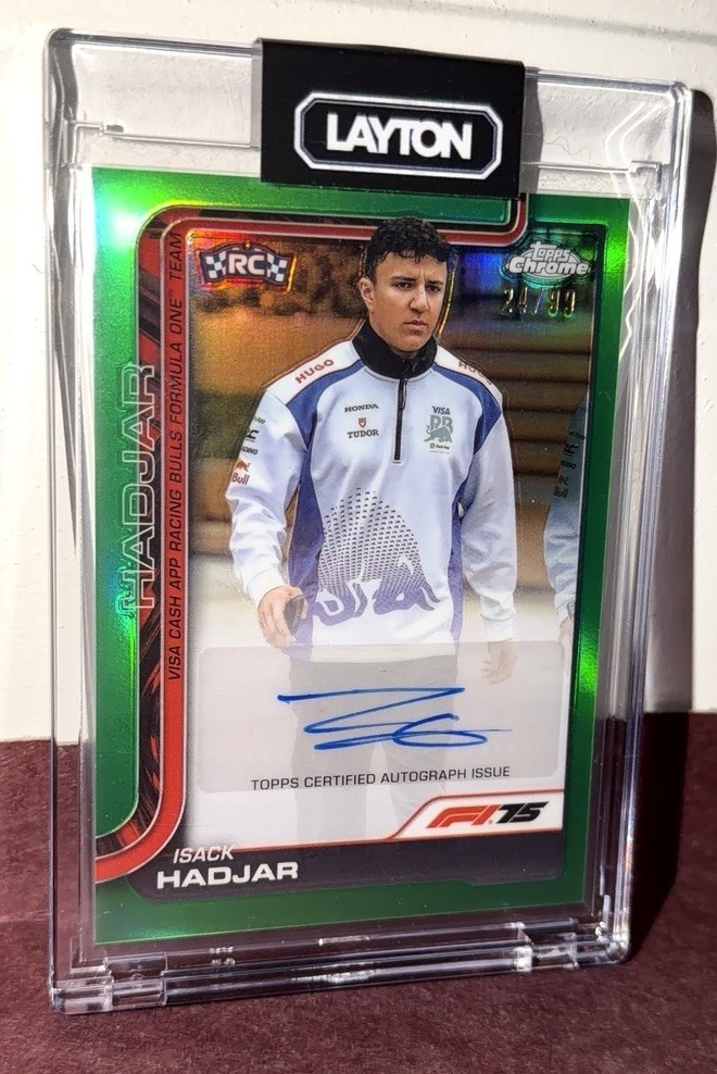 Topps 2025 Chrome F1 Isack Hadjar CAC-HAD RC Auto Green Refractor /99