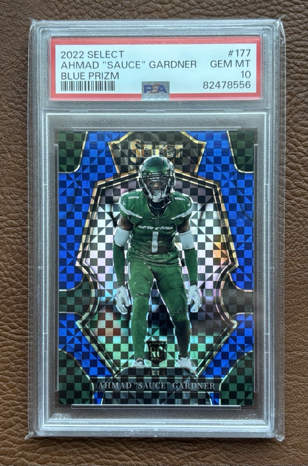 2022 Panini Select Jets PSA 10 Rookie 177 Ahmad Sauce Gardner Blue Prizm /149