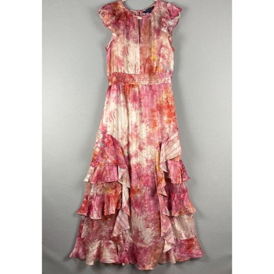Rachel Rachel Roy Issa Tie-Dye Tiered Maxi Dress Womens 10 Pink
