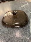 Pyrex A9C Glass Lid Amber Brown 8" Square Corning Ware Casserole Cover