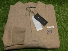 Travis Mathew Mens Cloud 1/4 Zip Sweatshirt NGLA Logo Portabella Beige Large