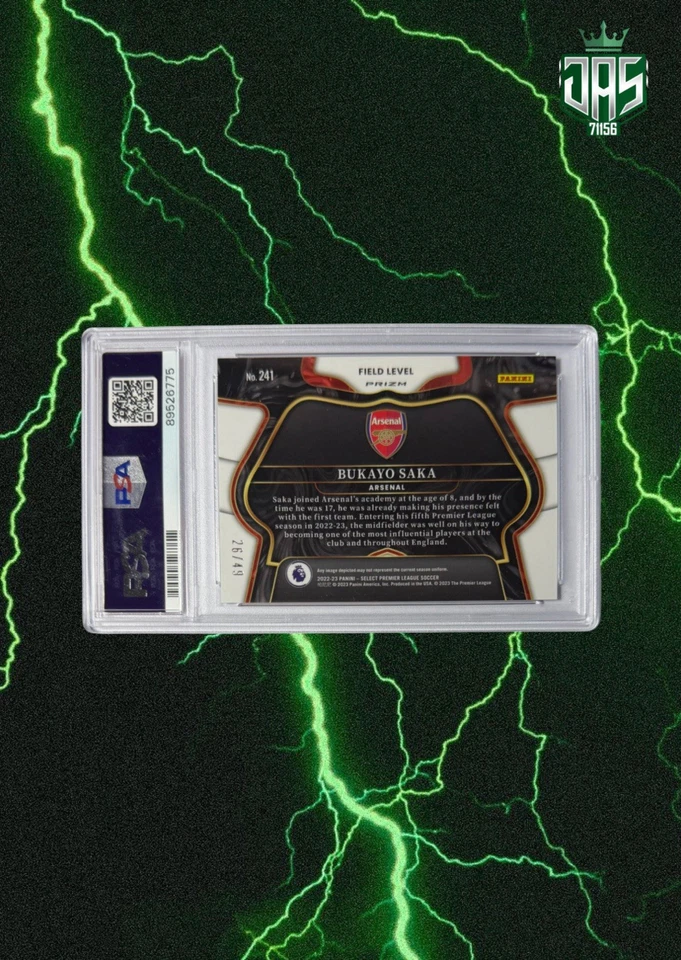 2022/23 Panini Select EPL Tie Dye Bukayo Saka Arsenal PSA 10/49 RARO SP #241 Foto 2 de 3