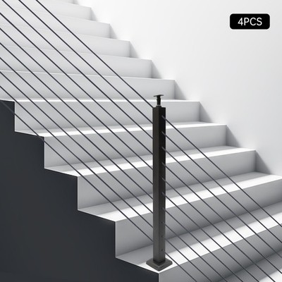 4 Piece Set Of Railing Posts W/ Screw Wrench, Horizontal Bracket+curved Bracket.