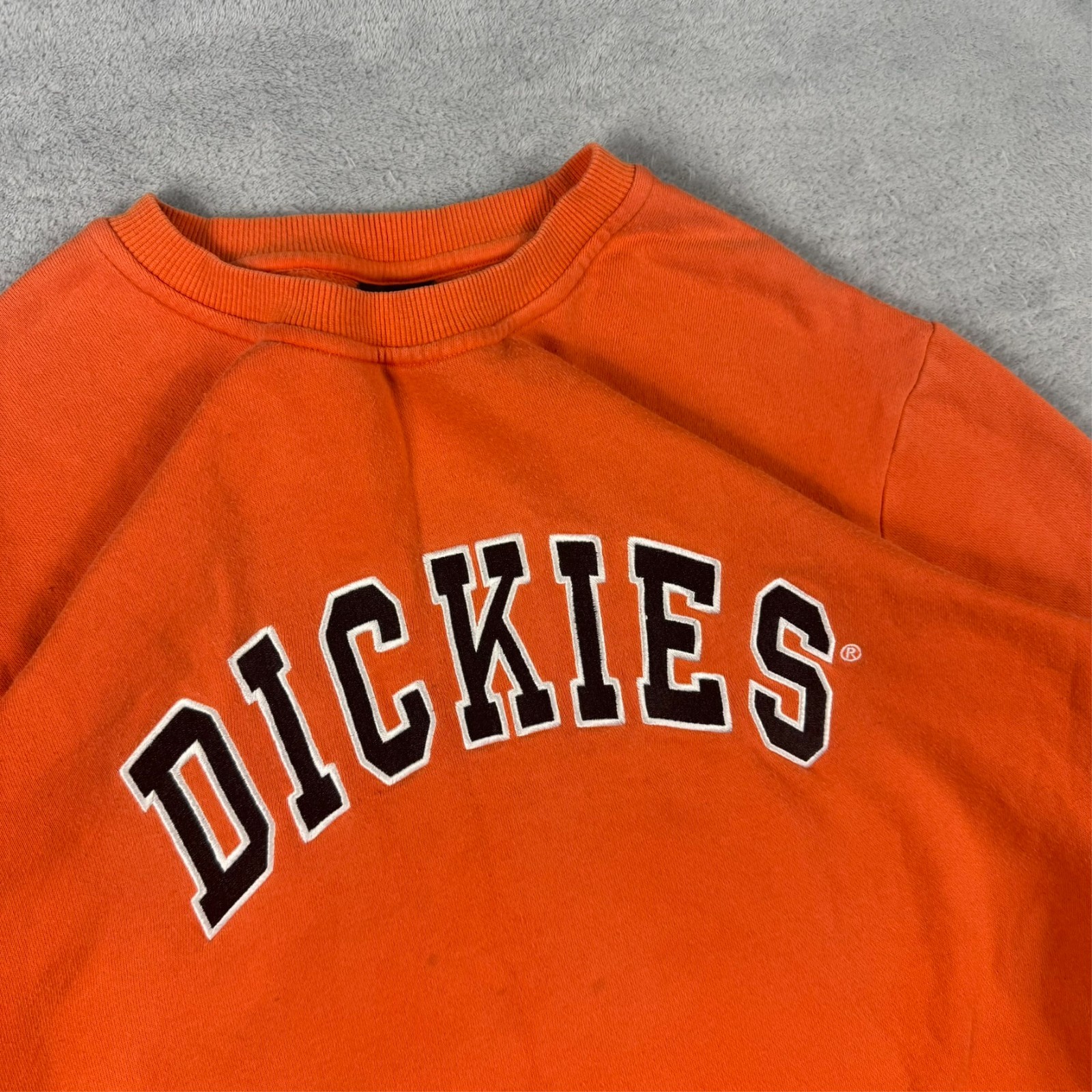 Vintage Dickies 2000's Y2K Orange Spellout Oversized Small Pullover Sweatshirt image 4
