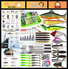 Fishing Lures Kit with Crankbaits, Topwater Lures, Spinnerbaits, Jigs & Tackle B