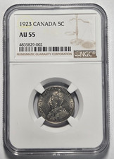 1923 CANADA 5 CENTS NGC AU 55 Certified Coin