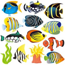 Tropical Fish Cutouts 46 Pack Paper Colorful School Classroom Supplies Decora...