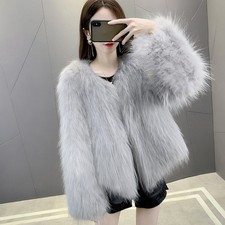 Winter New Korean Women's Coat Raccoon Fur Thicken Woven Long Sleeve Party Coat