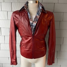70s Vintage Scott's Grey LTD Rust Leather Hip Length Jacket with Zip Wrist Sz 40
