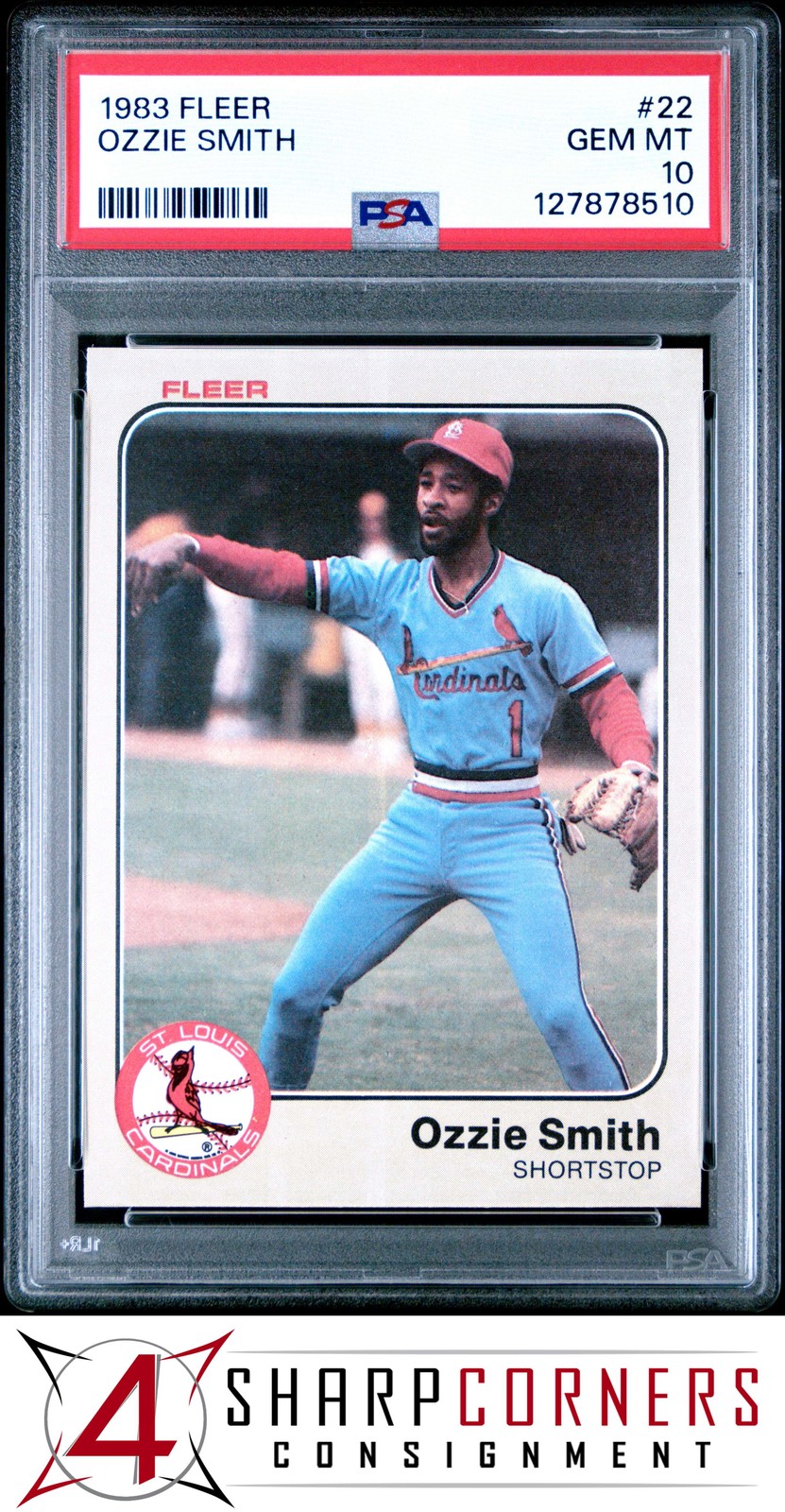 1983 FLEER #22 OZZIE SMITH CARDINALS HOF PSA 10