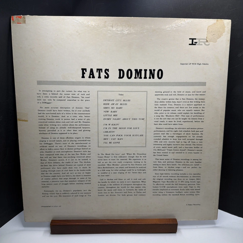 Fats Domino – Here Stands Fats Domino - Imperial LP 9038 - MONO - VG - Image 2 of 4